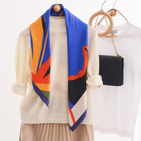 Nouvelle Collection 2026 – Foulard Carré Rétro Graffiti en Polyester, Coloré et Léger, pour Femme – Vente en Gros