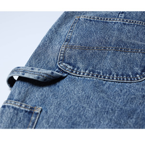 <span class=keywords><strong>Pantaloni</strong></span> Cargo <span class=keywords><strong>Blu</strong></span> di Alta Qualità <span class=keywords><strong>con</strong></span> Grandi Tasche, Stile Retro Lavato, Jeans da Uomo Prodotti in Fabbrica - Product Image 4