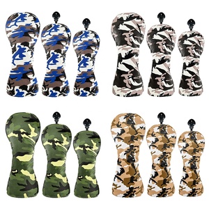 Funda para cabezal de palo de golf (driver, putter, blade, mallet, hierro) con estampado de camuflaje y de cuero, en stock - Product Image 2