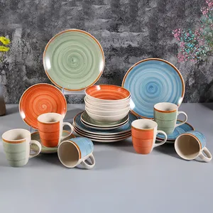 ठीक चीन तुर्की बर्तन पत्थर के पात्र बर्तन हाथ चित्रित मिट्टी tableware 16pcs