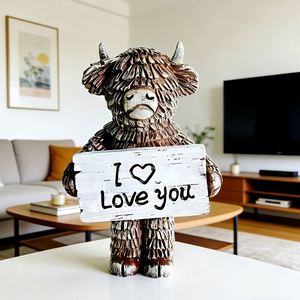 Inspirational Highland Cow Resin <b>Model</b> with Motivational Sayings - Stylish Home & Desk Decor for Thanksgiving Gift - Product Image 2
