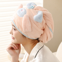 FF6432 Turban de séchage capillaire super absorbant en polaire corail sans peluches pour femme – Serviette de séchage à domicile