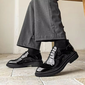 Zapatos de Hombre de Cuero Genuino, Estilo Británico, Modernos, Formales de Negocios, con Cordones, Punta en Pico, Derby, para Boda, Otoño, Diseño Sólido, Cómodos - Product Image 4