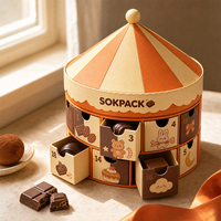 Boîte de calendrier de l'avent personnalisée en forme de tente, boîte cadeau avec tiroir rotatif, calendrier de compte à rebours de 24 jours, boîte d'emballage pour chocolats et bonbons