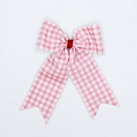Ensemble de nœuds pour cheveux en gingham faits à la main, avec ruban gros-grain à dentelle festonnée, nœud papillon personnalisé avec initiales pour animaux de compagnie, chiens de petite taille, enfants et filles, vente en gros