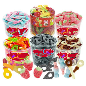 थोक हलाल थोक डमी कैंडी 1 किलो बड़े बकेट खट्टे गमी जैली कैंडी (कस्टम लेबल) - Product Image 1