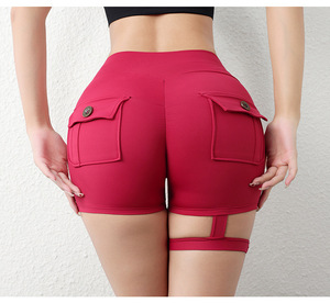 Pantalones de Yoga para <span class=keywords><strong>Mujer</strong></span>, Nuevos, OEM, Sin Costuras, de Alta Elasticidad, Ajustados a la Cadera, Shorts de Moda, Venta Directa de Fábrica - Product Image 6