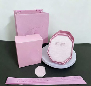 Boîte d'emballage octogonale à motif solide, pendentif cœur africain, boîte cadeau rose pour <span class=keywords><strong>bracelet</strong></span>, boucles d'oreilles, bague, rangement de bijoux - Product Image 2