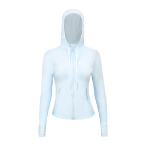 Ropa <span class=keywords><strong>DE</strong></span> TRABAJO Chaquetas Chaqueta <span class=keywords><strong>de</strong></span> yoga con capucha deportiva con cremallera delgada para mujer para correr y hacer ejercicio <span class=keywords><strong>de</strong></span> talla grande Tops para damas - Product Image 2