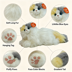 Peluche réaliste de <span class=keywords><strong>chat</strong></span> <span class=keywords><strong>persan</strong></span>, animal en peluche à poils longs couché, en coton PP, en gros, en stock, OEM personnalisé, cadeau pour enfants - Product Image 5