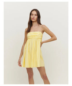 Women's French Minimalist <b>White</b> Ruched <b>Babydoll</b> Slip Dress, Sweet Petite Midi Dress - Product Image 1