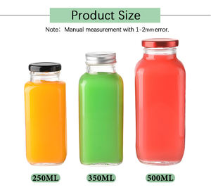 Wholesale 16oz Classic French Shape Glass <strong>Bottle</strong> With Plastic / Metal Cap for Cold Juice <strong>Water</strong> Coffee - Product Image 4