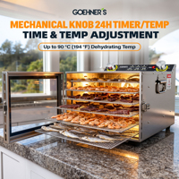 Ruimtebesparende elektrische voedseldroger met 6-10 bakjes, 450W, timer 0-24 uur, 30-90°C, SUS304 voedselveilige bakjes, voor thuiskeuken, fruit en kruiden