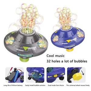 Máquina sopladora <span class=keywords><strong>de</strong></span> burbujas giratoria automática para niños, juguetes coloridos, platillo volador, juguete <span class=keywords><strong>de</strong></span> agua y jabón, juguetes para hacer burbujas espaciales <span class=keywords><strong>de</strong></span> dibujos animados - Product Image 2