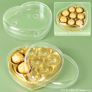 SUNSHING - Caja de Plástico para 8 Bombones, Caja de Embalaje para Dulces y Galletas, Cajas Acrílicas Transparentes en Forma de Corazón para <span class=keywords><strong>Ferrero</strong></span> Rocher - Product Image 1