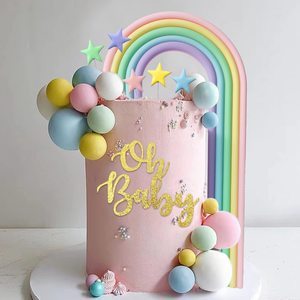 27 Piezas de Adornos para Pastel de Bolas Falsas con la Frase '<span class=keywords><strong>Oh</strong></span> Baby', Decoraciones Grandes para Pastel de Arcoíris para Baby Shower, Cumpleaños de Recién Nacido, Fiesta Temática de Bienvenida de Bebé - Product Image 3