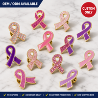 Pins de esmalte personalizados chapados en oro con lazo de concienciación sobre el cáncer de mama, broche metálico, venta al por mayor para eventos de recaudación de fondos
