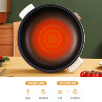 Marmite électrique à cuisson profonde avec couvercle en verre, cuisine personnalisée, cuisinière électrique multifonction