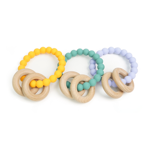 Puede ser un logotipo personalizado bebé lactancia orgánica bebé Collar Cuentas de silicona dentición madera sonajeros juguetes bebé mordedor - Product Image 3