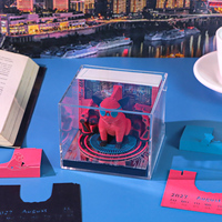 Bloc-notes 3D Cyberpunk Bouledogue Français avec lumière LED et calendrier 2027, cube de notes artistiques à feuilles détachables pour une décoration de bureau tendance