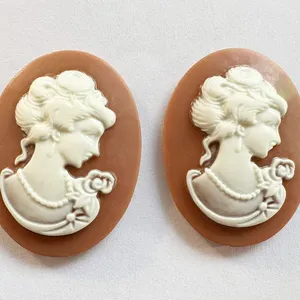 30mm x 40mm 20 màu sắc hình bầu dục flatback nhựa cứu trợ vẻ đẹp đầu Cameo Cabochon quyến rũ, phù hợp với cơ sở thiết lập khay bezel, DIY trang sức phụ kiện