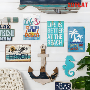 Set di Targhe in Metallo Vintage 'La Vita è Migliore in Spiaggia', Decorazione Murale Retrò Costiera per Casa e Patio - Product Image 2