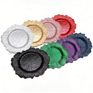 Assiettes de Présentation en Acrylique Doré Effet Récif de 13 Pouces pour Mariages et Événements – Vaisselle de Table pour Déjeuner et Dîner – Vente en Gros - Product Image 1