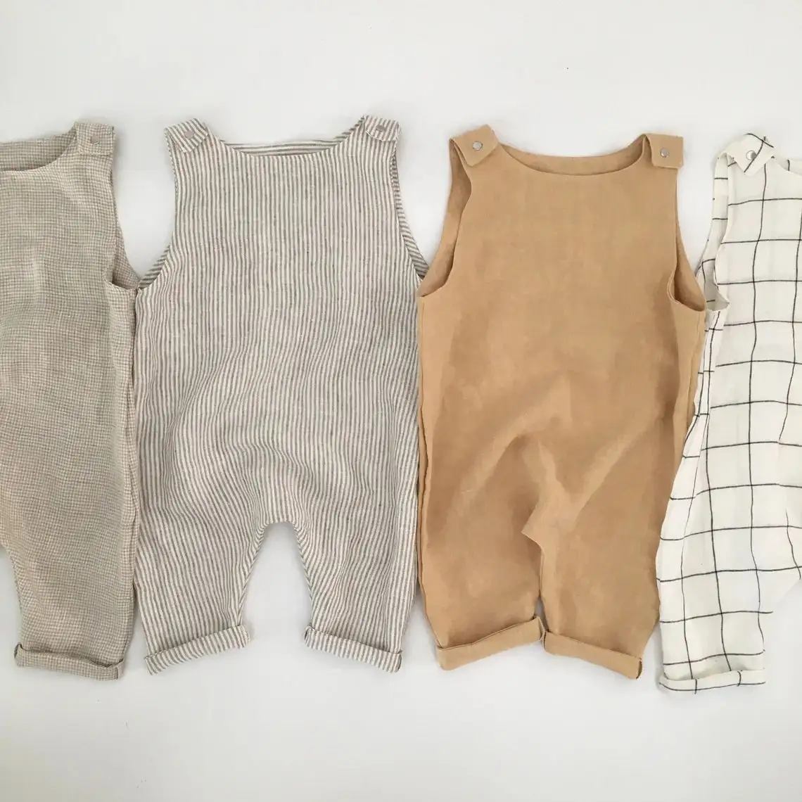 Kids Linen Romper Baby Jumpsuit Linen Overalls Summer Romper Baby Linen Clothing Casual Woven Unisex 60 Sleeveless 100% Cotton