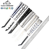 Couteau pliant d'entraînement Balisong non affûté, lame en acier inoxydable, couteau de poche EDC léger et portable, finition lisse