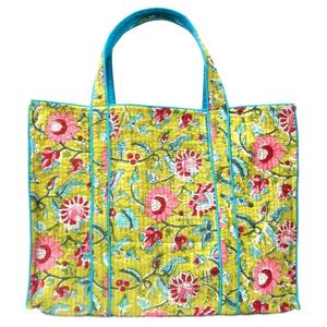 Indio Roopantaran Phuljhari Olive Gud Mano Bloque Impreso Floral Algodón Acolchado Marco Forma Elegante Bolso de noche - Product Image 1