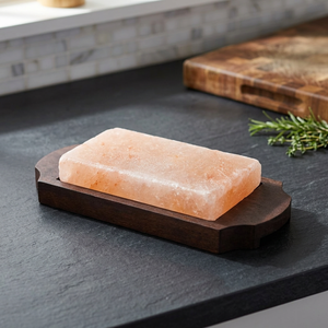 Vente flash - Pierre à cuisiner en sel de l'Himalaya raffiné, qualité supérieure, support en fil d'acier inoxydable, 30x20x5cm - Product Image 1