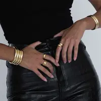 B0027 doppia fila robusta pianura acciaio al titanio braccialetti bracciali cerchio braccialetti geometrici per le donne Punk gioielli Vintage 2020
