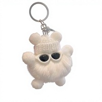 Porte-clés en peluche Ours portant des lunettes, pendentif mignon pour sac ou voiture, style dessin animé, entièrement fait main, modèle 01 sans impression
