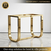 Table basse de luxe en acier inoxydable doré, base en verre moderne, pour salon, hôtel, villa, directement de l'usine