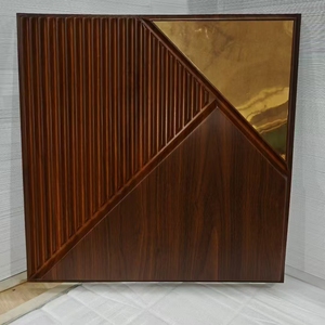 ZJ Modern duvar ve tavan dekoratif dekor 50cm ahşap renk 3d Pvc paneller altın ayna ile - Product Image 1
