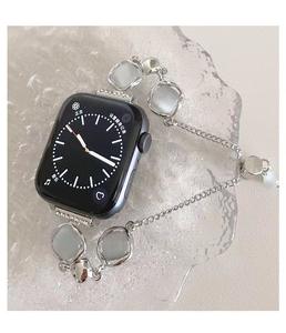 Bracelet en pierre œil de chat en métal pour Apple Watch S10 Bracelet 42mm 46mm <span class=keywords><strong>45mm</strong></span> 44mm 41mm 40 38mm Bracelet élégant pour femme pour IWatch 9/<span class=keywords><strong>8</strong></span> - Product Image 2