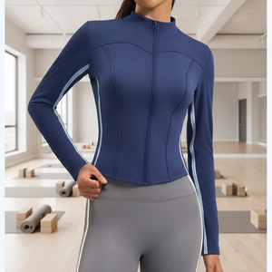 Chaqueta Cárdigan Holgada, Estilo Informal, para Primavera y Otoño, con Contraste de Color, Alta Elasticidad, Transpirable, Ecológica, Deportiva, para Mujer - Product Image 1