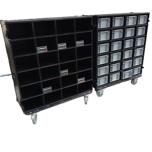 KKMARK Flight Case Mobile con Telaio in Alluminio, Cassetti Euro e Tavolo da <span class=keywords><strong>Lavoro</strong></span> per Eventi Sportivi e Touring - Product Image 1