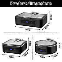 Réchaud électrique à température réglable en acier inoxydable noir avec couvercle en verre pour la restauration commerciale
