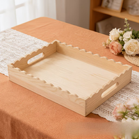 Plateau en bois long et moderne, plateau cadeau en bois pour aromathérapie et bijoux, plateau en bois festonné multi-usage de style nordique