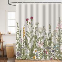 Ensemble de rideaux de douche bohèmes à motifs floraux, imprimé plantes sauvages du printemps, tissu polyester imperméable, rideau de bain pour la décoration de la salle de bain