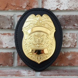 Leder-Metall Individueller Sicherheitsdienst-Ausweishalter Namensschild-Clip <span class=keywords><strong>Button</strong></span>-<span class=keywords><strong>Maker</strong></span> Hochbelastbar Professionelles Logo-Zubehör Abzeichen - Product Image 1