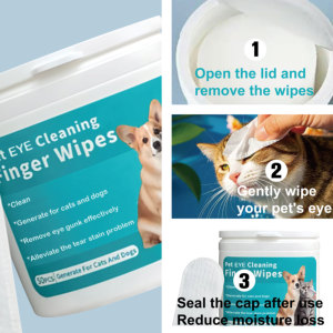 ผ้าเช็ดทำความสะอาดนิ้วสำหรับสัตว์เลี้ยงผ้าเช็ดทำความสะอาดตาแบบอ่อนโยนไม่ระคายเคือง50ชิ้นเหมาะสำหรับใช้ในบ้านหรือใช้ในการเดินทาง - Product Image 3