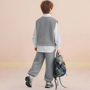Ensemble 3 pièces pour garçons, gilet rayé, chemise à manches longues et <span class=keywords><strong>pantalon</strong></span>, vêtements décontractés pour enfants et adolescents - Product Image 5