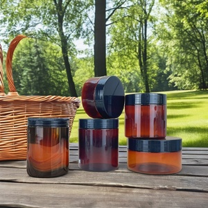 Stock 50 120 250 300 500g Amber <b>Plastic</b> Bottle Cosmetic Cream Bottle 4oz 8oz <b>Plastic</b> Container Packaging <b>Jar</b> - Product Image 1