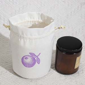 Eco-Friendly Natural Cotton Linen Drawstring Gift Candle Pouch Custom Logo <b>Printed</b> Muslin Cotton Makeup Dust Bag - Product Image 4