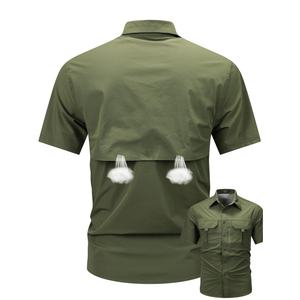 Men's Cotton Shirt for Men Summer Fashion Solid Color <b>Short</b> <b>Sleeved</b> <b>Button</b> <b>up</b> Collared Work Wear - Product Image 1