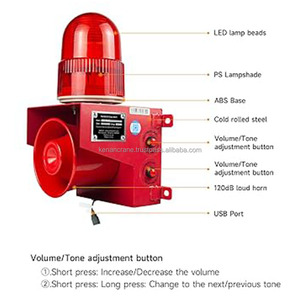 220V 120dB cao Decibel xách tay an ninh linh sam báo động còi báo động an toàn xây dựng báo động với đèn hiệu ánh sáng - Product Image 4