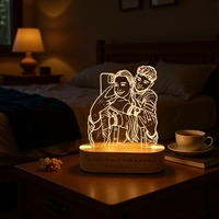 Lampe de nuit décorative en acrylique personnalisée avec gravure laser photo sur mesure, cadeau de fête