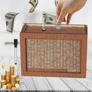 Cajas de Ahorro de Madera para Dinero en Efectivo, Reutilizables, Decorativas para el Hogar, con Metas de Ahorro y Figuras - Product Image 3